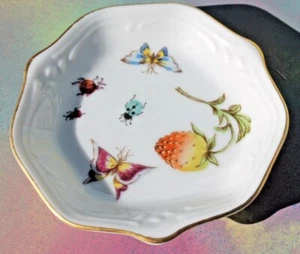 Fresa mariposas borde dorado porcelana mantequilla pat bolsa de té plato, 4" de diámetro  - Imagen 1 de 4