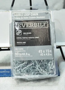 Everbilt 803072 Catena a doppio anello #3 x 15 piedi 90 libbre Capacità zincato - Foto 1 di 3