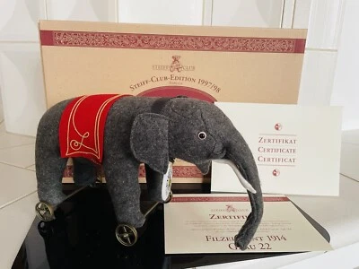 Steiff 420115 Filzelefant auf Rädern grau 30x22cm Edition 1997/98 limitiert OVP - Bild 1 von 4