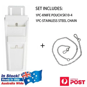New D-BONE BUTCHERS KNIFE POUCH / SCABBARD 4 KNIVES W STAINLESS STEEL CHAIN Free - Picture 1 of 8
