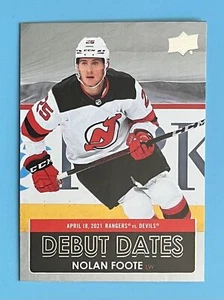 2021-22 Upper Deck Series 1 Nolan Foote #DD-23 Debut Dates New Jersey Devils - Picture 1 of 1