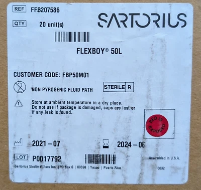 Bolsa de bioprocesamiento Sartorius Stedim FFB207586 Flexboy 50L Foto 1 de 4