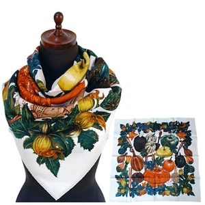 Hermes "CITROUILLES ET COLOQUINTES" Carre 90 Silk 100% Scarf Vintage Rare - Picture 1 of 18
