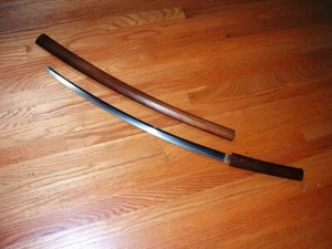 [GN1-02-01-25] Japanese Sword:  Mumei Long Wakizashi in Shirasaya