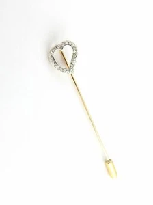 Rare Victorian 19th Century 14K Gold Diamonds Magic Witch Heart Love Stick Pin ! - Picture 1 of 3