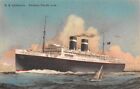 SS CALIFORNIA AT SEA ~ PANAMA PACIFIC SHIP LINE, ARTIST IMAGE ~ used USA 1928