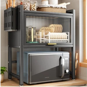 Kitchen Countertop Microwave Oven Rack 2-Tier Microwave Shelf w/ Storage Cabinet - Picture 1 of 20