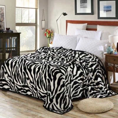 Wohndecke Kuscheldecke Zebra Muster Tagesdecke Decke Sofadecke Bettüberwurf Neu - Bild 1 von 4