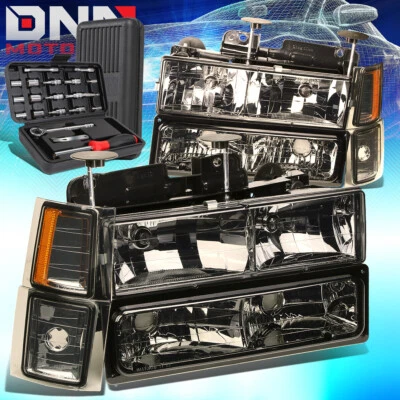 PARA CAMIONETA CHEVY C10 C/K 1994-1999 CARCASA AHUMADA FARO ESQUINERO ÁMBAR + HERRAMIENTAS Foto 1 de 4