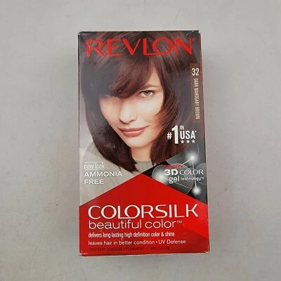 Color de pelo Revlon ColorSilk 32 marrón caoba oscuro 1 aplicación sin amoníaco  Foto 1 de 4