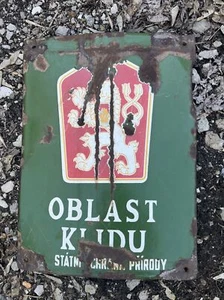 Czechoslovakia 1950s Vintage  Porcelain Enamel Sign Statni Ochrana Prirody - Picture 1 of 12