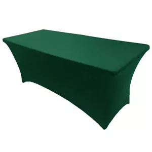 6' ft. Spandex Fitted Stretch Tablecloth Table Cover Wedding Party Hunter Green - Picture 1 of 2
