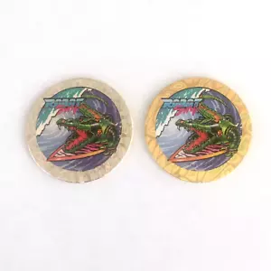 2x ROBOT SURF Pogs Milk Caps Surfing WPF #47 SERIES II Vintage Game Pieces 1994 - Picture 1 of 5