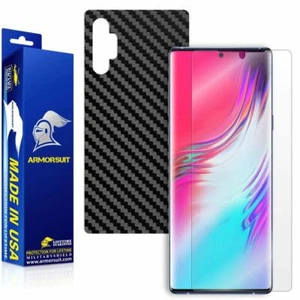 ArmorSuit Samsung Note 10 Screen Protector + Black Carbon Fiber Protector USA - Picture 1 of 6