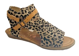Blowfish Women Canvas Slouchy Hooded Toe Sandals Size 9.5 ANIMAL PRINT KHAKI COL - Picture 1 of 16