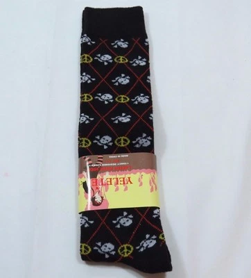  Pantalón Hasta la Rodilla Signo de Paz Calavera Huesos Cruzados Calcetines Negros Mujer 9-11 Elástico Foto 1 de 3