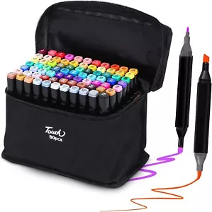 80pc Colouring Pens Dual Tip Markers Felt tip Fine Broad Art Set for Adults Kids - Picture 1 of 16