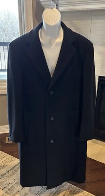 $379 NWOT Chaps Ralph Lauren Mens Overcoat Black Jacket Wool blend 42L - Image 1 of 4