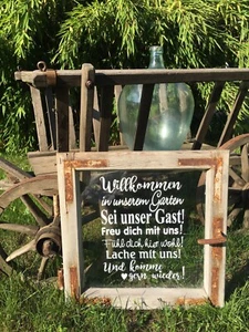 Shabby Wasserf.Aufkleber Möbeltattoo Willkommen Garten Haus Gast Tisch,Vintage - Bild 1 von 13