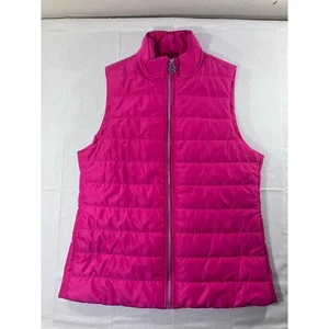Michael Kors Puffer Vest Hot Pink Quilted Zip Up Women's Size Small - Picture 1 of 8
