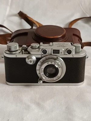 1938 - Vintage Leitz Leica IIIa 35mm Telemetro Camera Lens Elmar 3,5/50mm Foto 1 de 4
