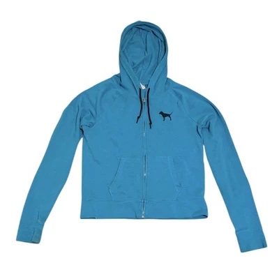 Victoria’s Secret PINK Zip-Up Hoodie Women’s Large Blue Black Graphic 2010s Y2K - Image 1 of 4