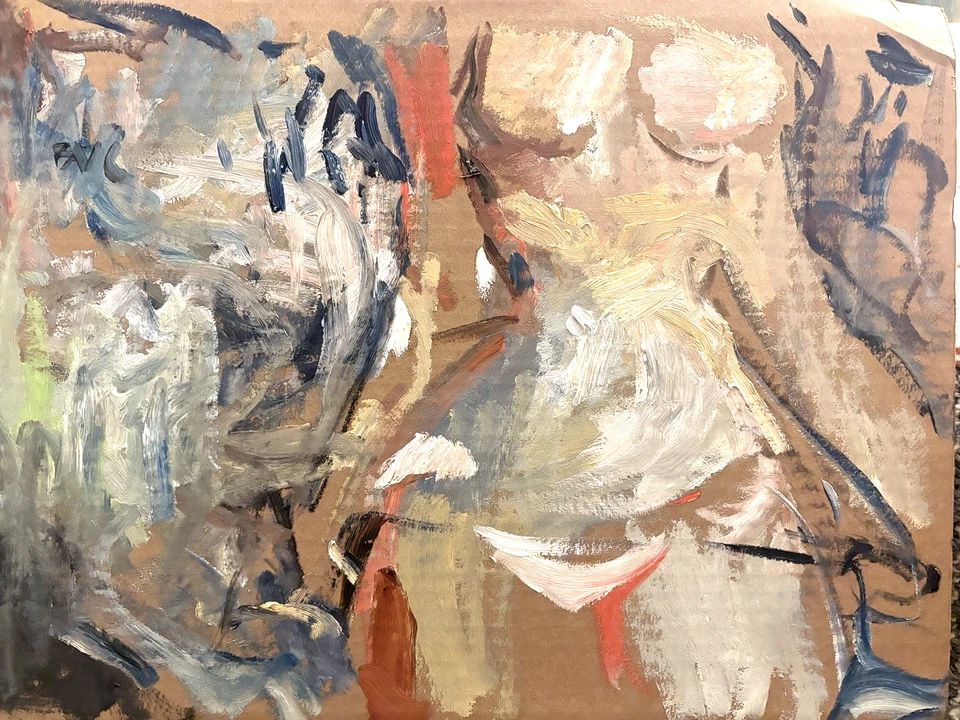 Óleo sobre cartón 14”x18”” Mujer Gótico Boudoir Figura Cubista Arte Original Foto 1 de 1