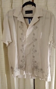 Abercrombie Fitch Mens Silky Embroidered Button Front Short Sleeve Collared... - Picture 1 of 4