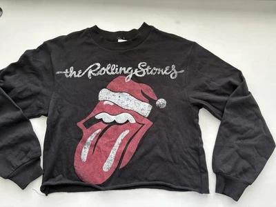 ROLLING STONE Sombrero de Papá Noel Sudadera Negra Midriff - Talla XL - Nueva Foto 1 de 2