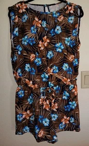 Lands End Womens Size Large Floral One Piece Swimsuit Romper Shorts - Picture 1 of 8
