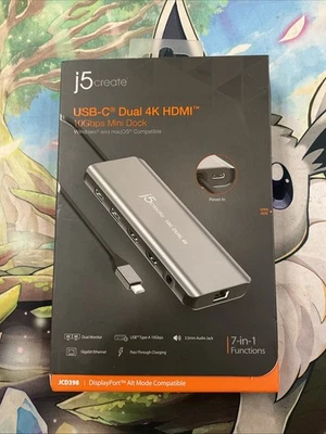 New J5Create USB-C Dual 4K HDMI 10Gbps Mini Dock JCD398 - Image 1 of 2