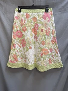Ann Taylor Loft bunter Blumendruck Leinenrock Größe 4 A-Linie mittellang - Bild 1 von 11