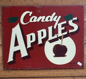 Vintage-Stil "Candy Äpfel" Blechschild - Retro rot Jahrmarkt Motiv - 14" x 11" - Bild 1 von 4