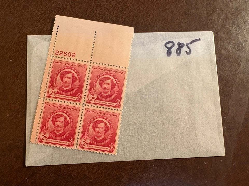 U. S. Stamp plate block - 885 -James Whistler  -  comb. shipping! - Image 1 of 1