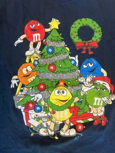 Camisa M&M Grande Para Hombre Vintage Navidad Azul Música Vacaciones Marte Caramelo - Imagen 1 de 5