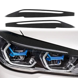 Carbon Fiber Headlight Eye Lid Eyebrow Trim For BMW F15 X5 & F85 X5M 2014-2018 - Picture 1 of 7