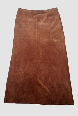 VTG Wilsons Leather Pelle Studio Long Brown 100% Suede Genuine Skirt Sz 12 Large - Image 1 of 4