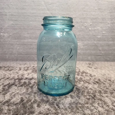 Vintage Ball Perfect Mason Jar Blue Glass Quart USA 7 Inch Canning Rustic Decor - image 1 of 4