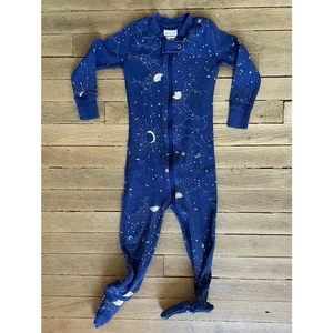 Hanna Anderson Blue Celestial Stars Print Footie Pajamas Size 18-24 mos - Picture 1 of 4