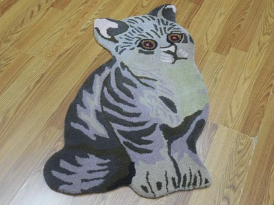 Tibetan Cat(Cat)Rug Shape Handmade Kids Boho Rug Aesthetic Rug 2x3 - Image 1 of 4