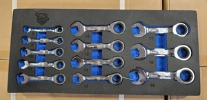 Mini Ratschen Schlüssel Satz Maul Ring Ratschenschlüssel-12 tlg. 8-19mm - Bild 1 von 3