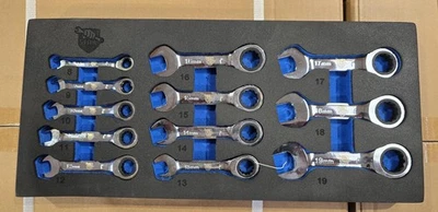 Mini Ratschen Schlüssel Satz Maul Ring Ratschenschlüssel-12 tlg. 8-19mm - Bild 1 von 3