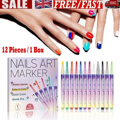 12Pcs DIY Nail Art Graffiti Pen Fine Pen Tip Durable Painting Pen Drawing Gifts/