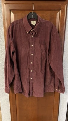 Camisa LL Bean Para Hombres Pana Abotonada Talla Lrg Micro-costilla Granate Manga Larga Foto 1 de 4