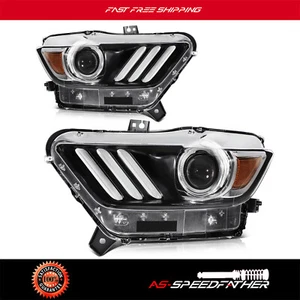 Headlights Assembly For 2015 2016 2017 Ford Mustang w/LED DRL HID Xenon Pair New - Imagen 1 de 9
