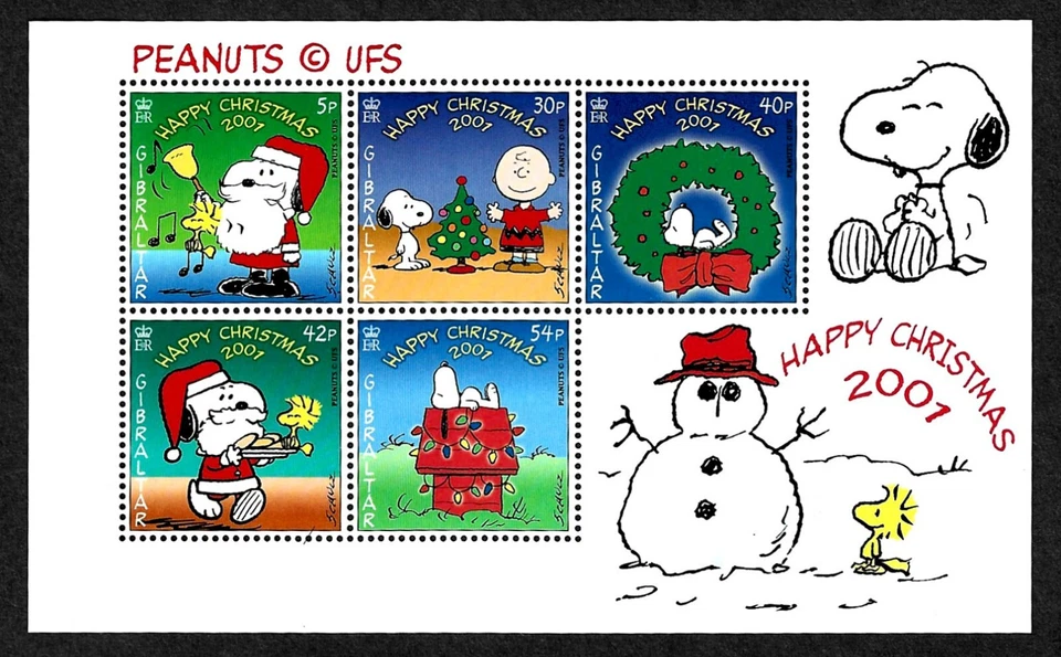 GIBRALTAR, SCOTT # 894A, MNH MINI HOJA DEL AÑO 2001 CACAHUETES, MUÑECO DE NIEVE NAVIDAD Foto 1 de 1