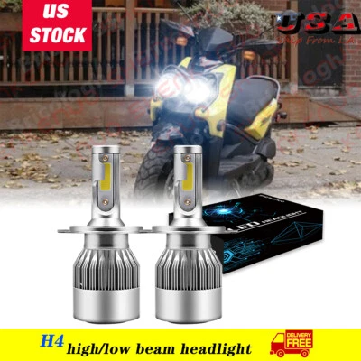 H4 LED Headlight Bulb Kit 6000K White For 2009-2015 Yamaha YW125 Zuma 125 - Image 1 of 4