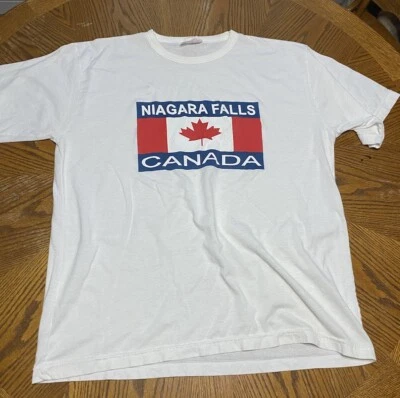 Camiseta blanca vintage con bandera de Canadá de las Cataratas del Niagra 2XL XXL Foto 1 de 4