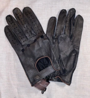 Nuevos guantes de conducción de cuero negro marrón 1826 14366 - talla L precio de venta sugerido por el fabricante 98 USD Foto 1 de 2