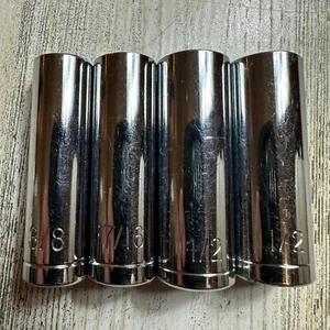 Set of 4 6pt 1/4" Drive Deep Sockets 3/8, 7/16, & 1/2" (2) - Picture 1 of 6